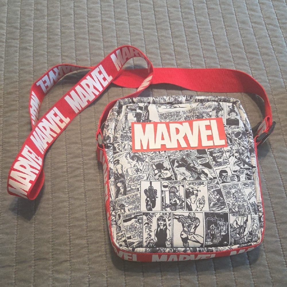 Marvel Red and Black Messenger Bag with Comic Print